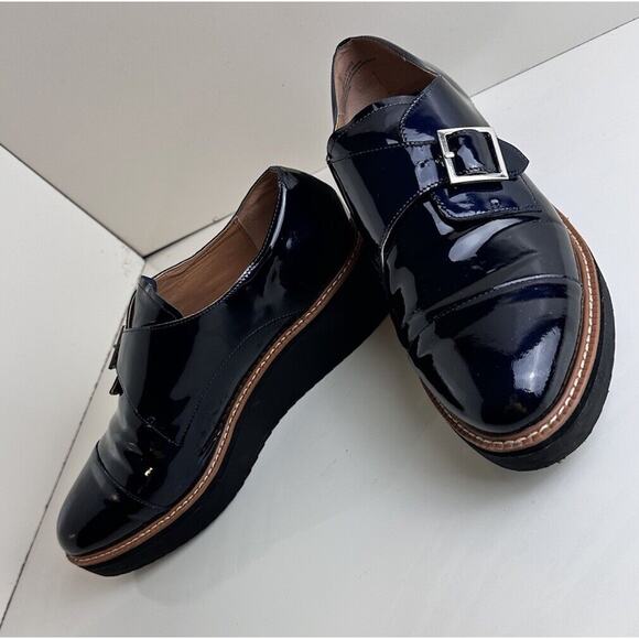 Halogen Emma Monk Strap Patent Leather Oxford, Navy Sz: 11M, 45-03 - Picture 3 of 16